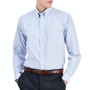 Club Room Men's Regular Fit Performance Dress Shirt Blue Red Plaid 18 36/37